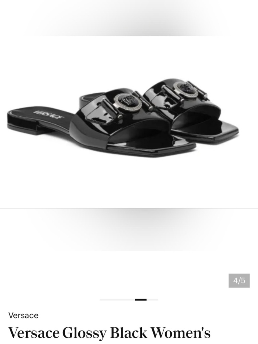 Versace Black Patent Square-Toe Slide Mules with Medusa Coin Size 40 (9) - Picture 3 of 9